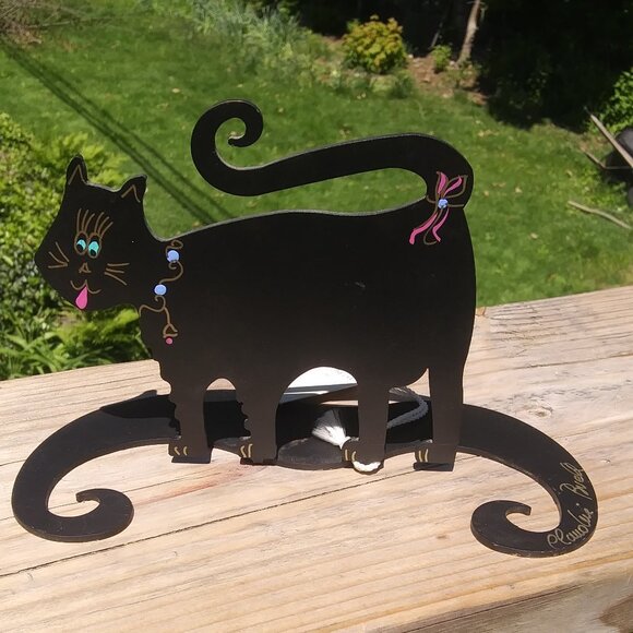 Claudine Buell metal cat sculpture modern fun whimsical art - Picture 2 of 16